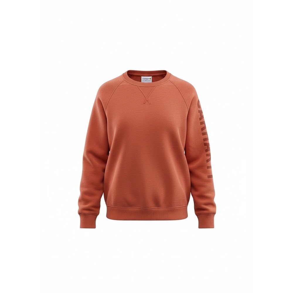 Carhartt Womens L Coral Pink Graphic Sleeve Crewneck Sweatshirt 104410 R49